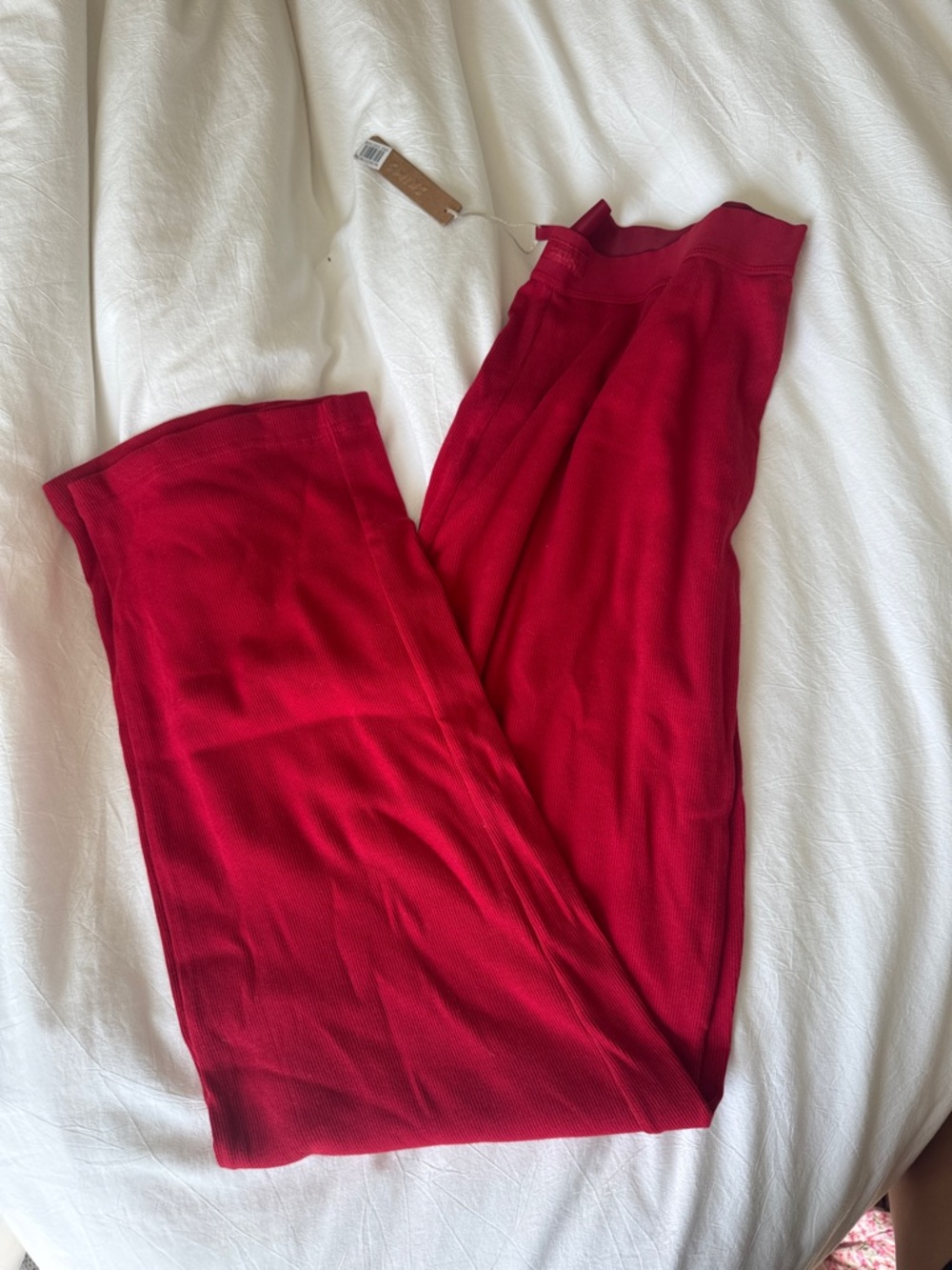 SKIMS Red Wide-Leg Knit Pants